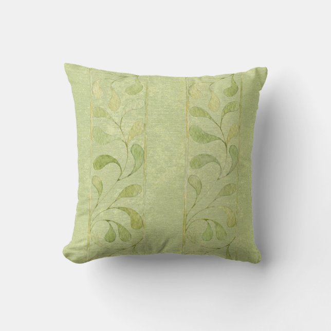 Green Leaves Border Design Throw Pillow (Front)