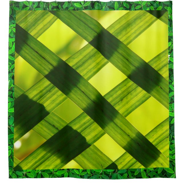 Green leaves Borders  Shower Curtain (Front)