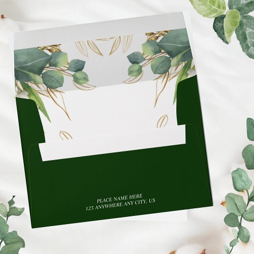 Green Leaves Botanical Forest Wedding Envelope