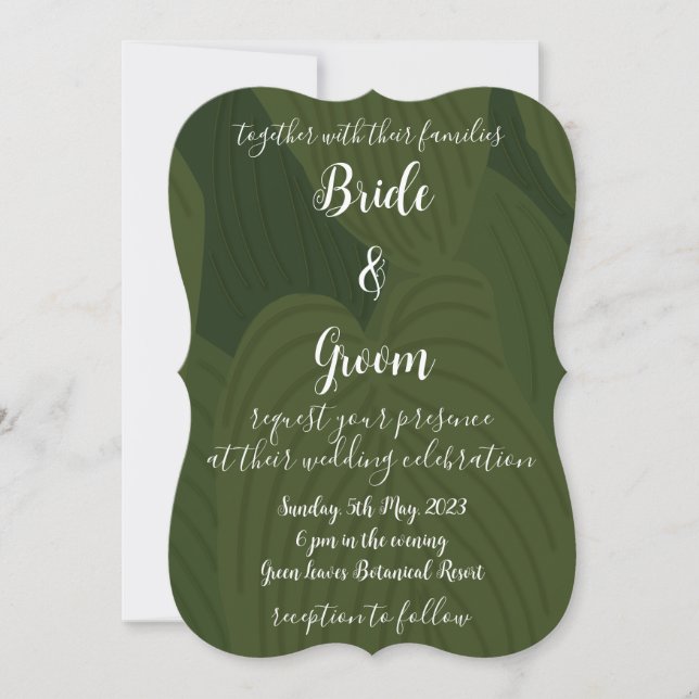 Green Leaves Botanical Nature Wedding Invitation (Front)
