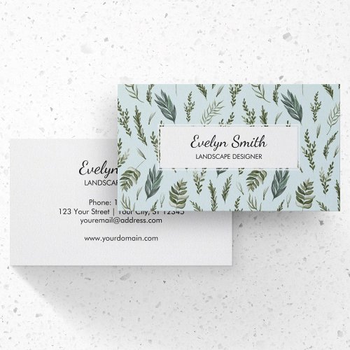 Green Leaves Botanical Pattern Business Card
