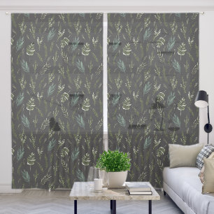 Green Leaves Botanical Pattern Sheer Curtains
