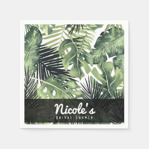 Green Leaves Botanical Tropical Plants Wedding Paper Napkins