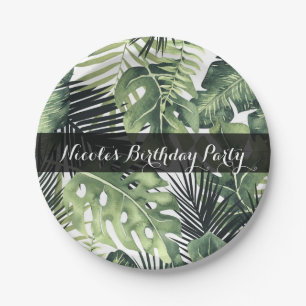 Green Leaves Botanical Tropical Plants Wedding Paper Plates