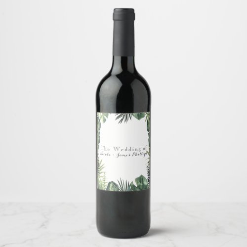 Green Leaves Botanical Tropical Plants Wine Labels