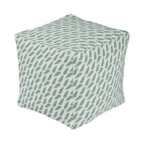 Green Leaves Botanical Watercolor Pattern Pouf