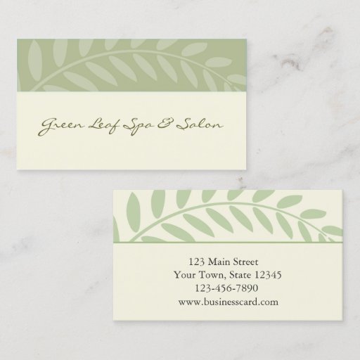 Customizable Green Leaves, Branch Border Business Card Template