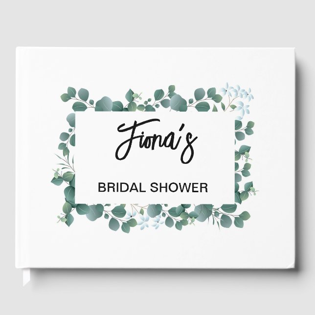  Green Leaves Bridal Shower  Guest Book (Front)
