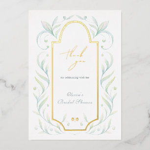 Green Leaves Bridal Shower Thank You Card