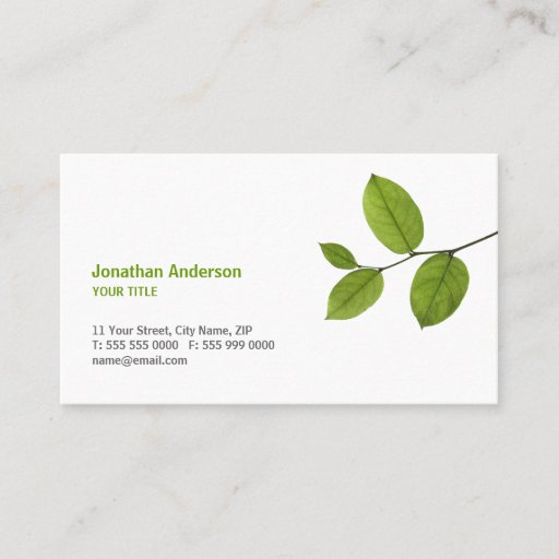 Customizable Green Leaves business card