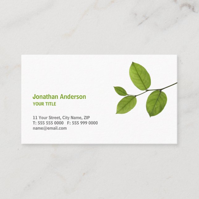 Green Leaves business card (Front)