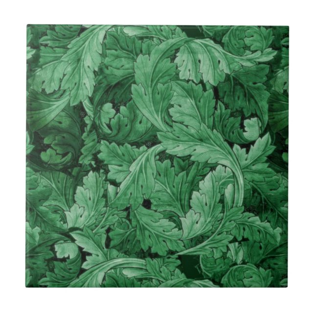 Green Leaves (by William Morris) Ceramic Tile (Front)