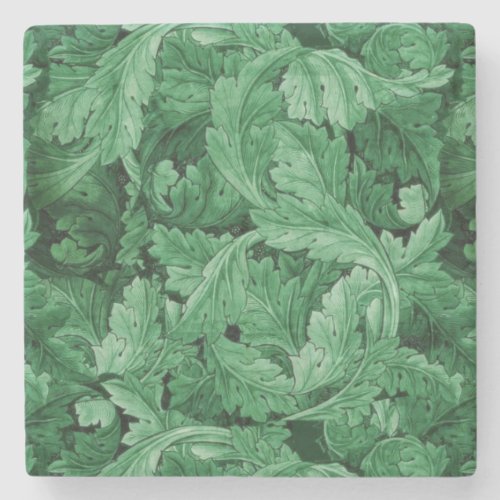 Green Leaves by William Morris Stone Coaster