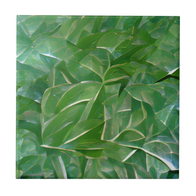 Green leaves  ceramic tile (Front)