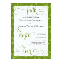 Green Leaves Christian Wedding Card