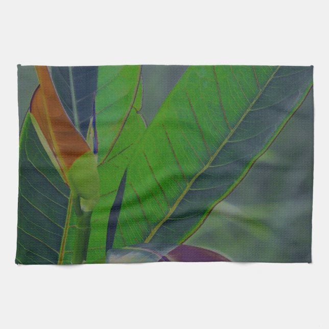 Green Leaves Close-Up Kitchen Towel (Horizontal)