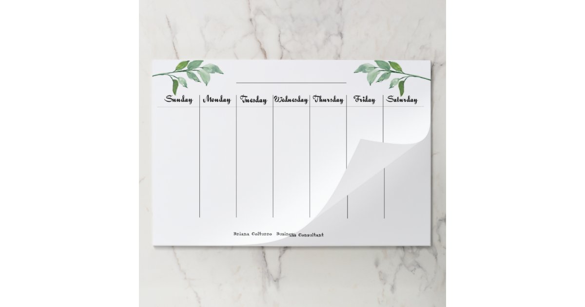 Weekly Planner Large Tearaway Paper Pad