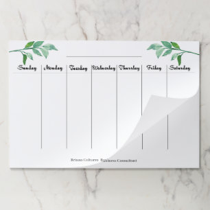 Green Leaves Custom Weekly Planner Tearaway Paper Pad