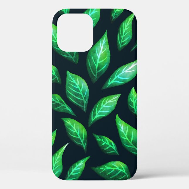 Green Leaves Dark Abstract Ink Drawn Pattern Case-Mate iPhone Case (Back)