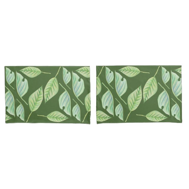 Green Leaves Drawing Custom Pillow Cases (Front-Set)