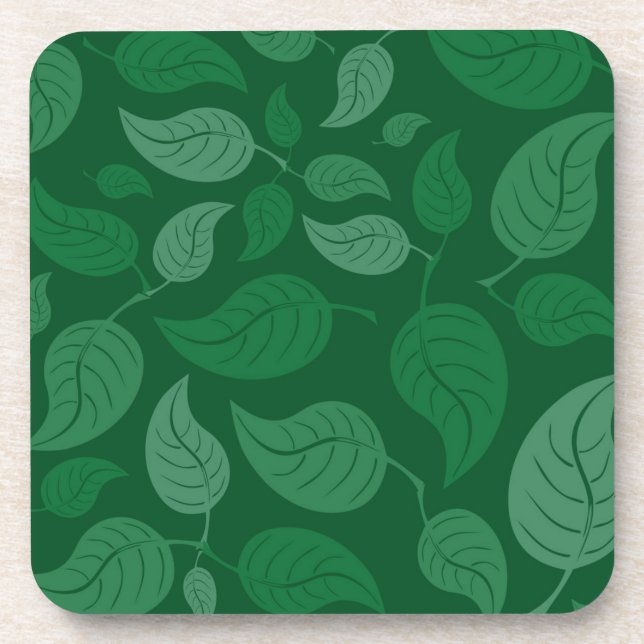 Green leaves drink coaster (Front)