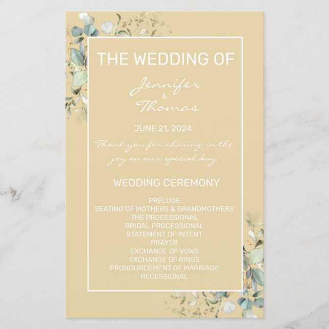 Green Leaves, Elegant Minimalism   Program (Front)