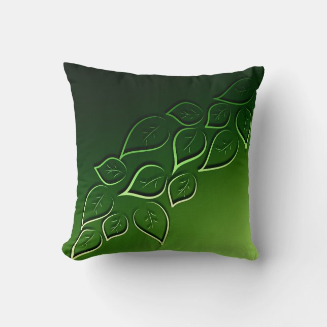 green leaves elegant modern throw pillow (Front)