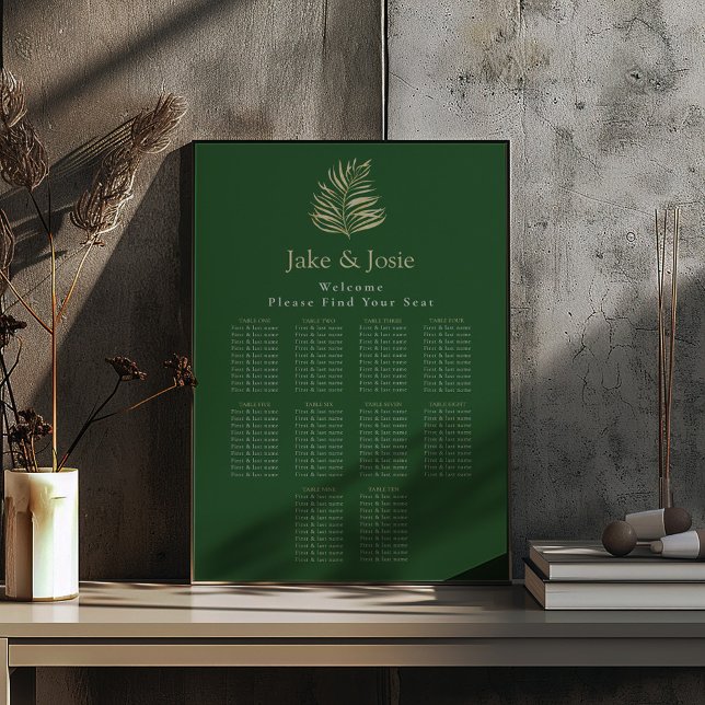 Green leaves Elegant Wedding Seating Chart Foam Bo Board (Creator Uploaded)