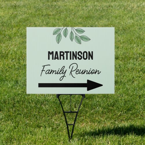 Green Leaves Family Reunion Direction Yard Sign