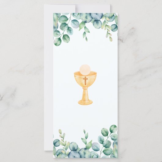 Green Leaves First Communion Bookmark in Spanish (Back)