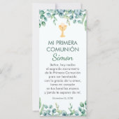 Green Leaves First Communion Bookmark in Spanish (Front)