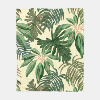 Green leaves fleece blanket