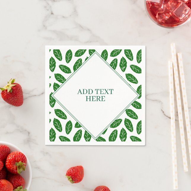 Green Leaves Foliage Pattern Napkins (Insitu)