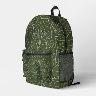 Green Leaves Foliage Printed Backpack