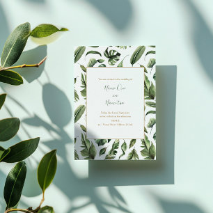 Green leaves, forrest wedding invitation