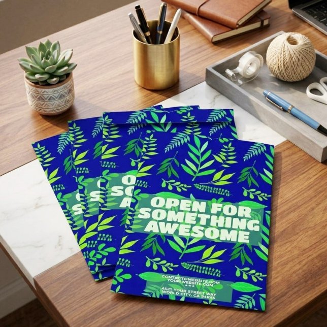 Green Leaves & Fronds | Awesome Navy Blue  Envelope Mailers (greenery pattern mailing envelopes, small business custom packaging pouches)