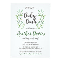 Green Leaves Gender Neutral Baby Shower Invitation