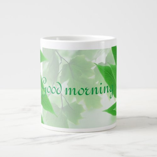 Green leaves  giant coffee mug