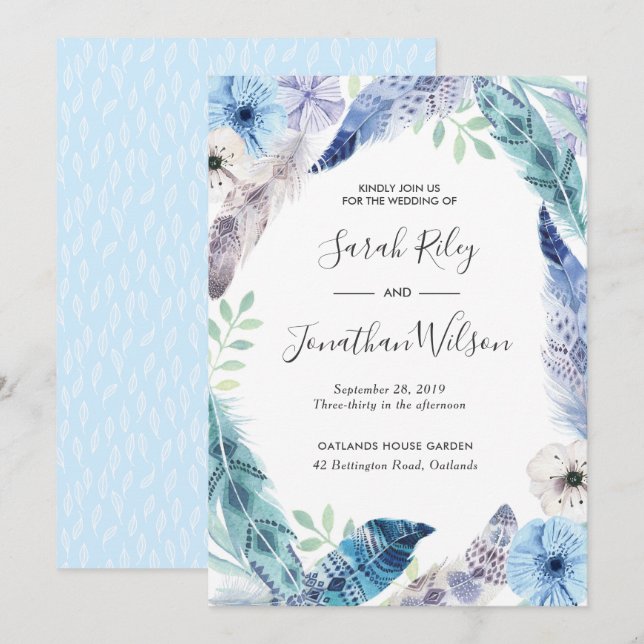 Green leaves gold Terrarium Wedding invitation (Front/Back)