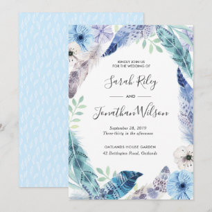 Green leaves gold Terrarium Wedding invitation