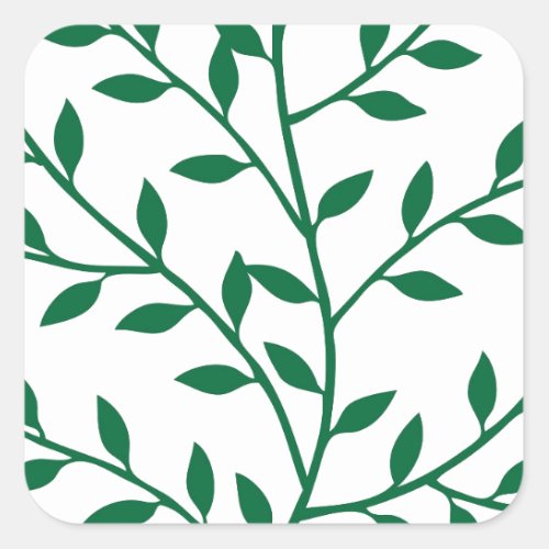 Green leaves green olive branch leaf decor square sticker