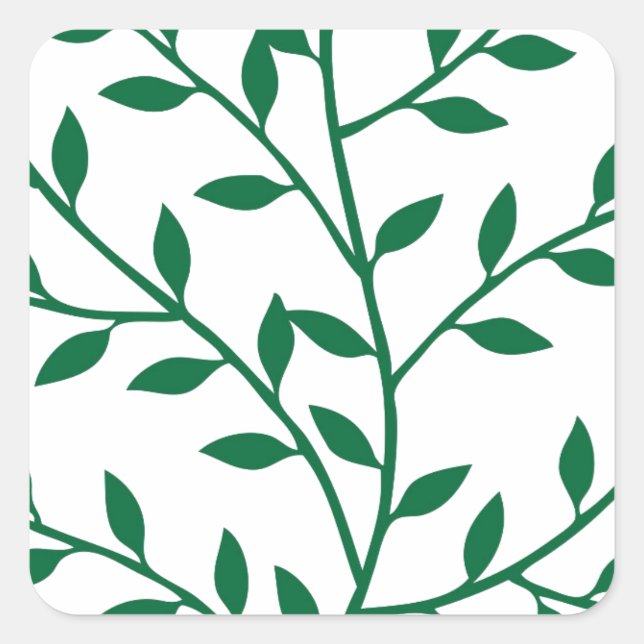 Green leaves green olive branch leaf decor square sticker (Front)