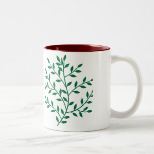 Green leaves green olive branch leaf decor Two-Tone coffee mug