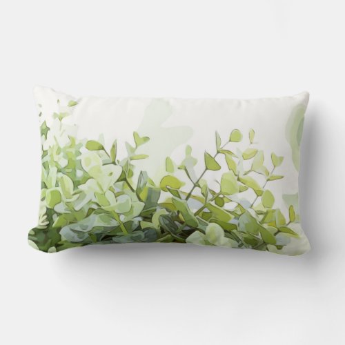 Green leaves greenery concept lumbar pillow