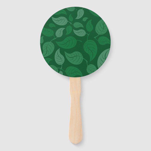 Green leaves hand fan (Front)