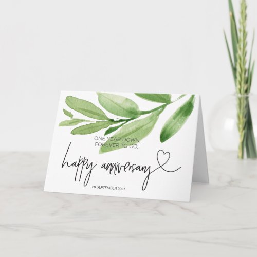 Green Leaves Happy 1st Anniversary for Husband Card