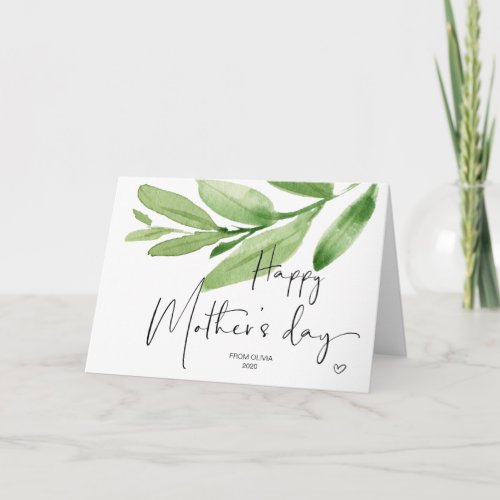 Green Leaves Happy Mothers Day Gift From Daughter Card