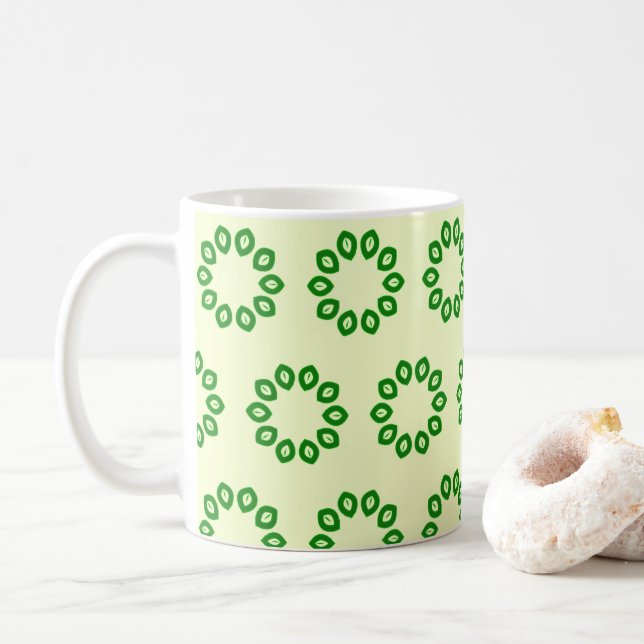Green leaves in a circle on yellow  coffee mug (With Donut)