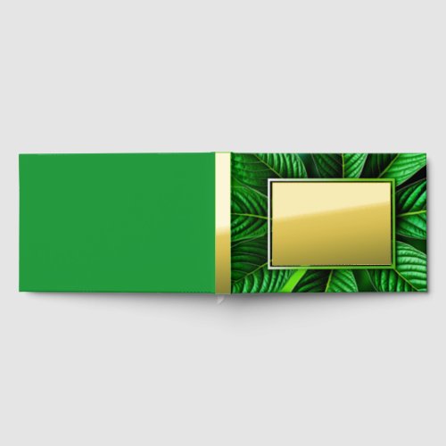 Green Leaves in Green and Yellow  Foil Guest Book