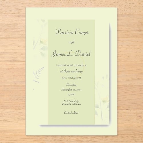 Green Leaves in the Summer Acrylic Wedd Invitation